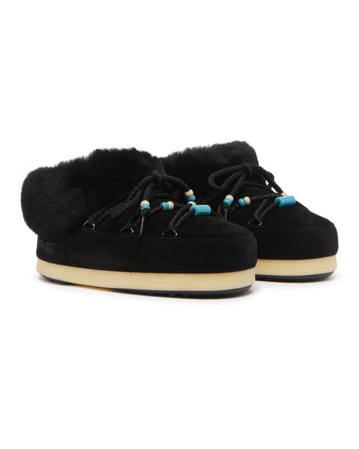 Moon Boot Black Mules Mit Wildlederrand