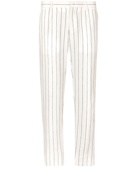 Pantalon en lin à fines rayures Dolce & Gabbana pour homme en coloris White