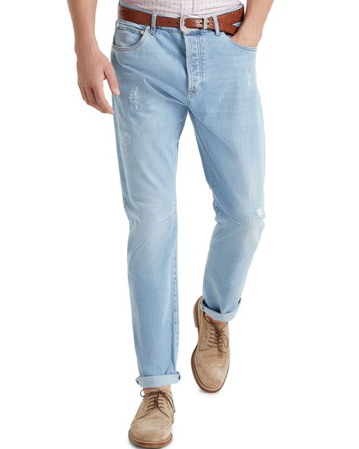 Brunello Cucinelli Blue Leisure Fit 5-Pocket Pants for men