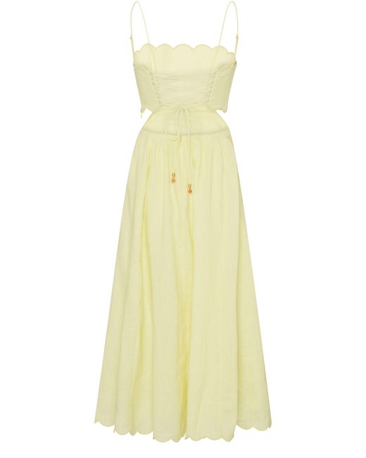 Zimmermann Yellow Halliday Scallop Midi Dress