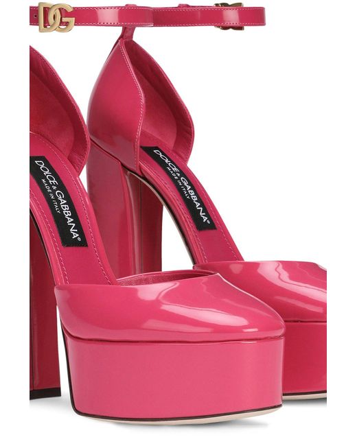 Dolce & Gabbana Polished Calfskin Platforms in Pink | Lyst