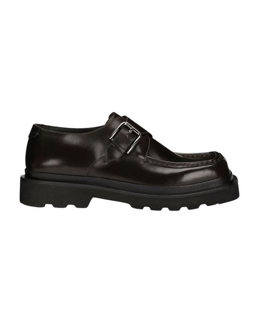 Dolce & Gabbana Black Brushed Calfskin Monkstrap Shoes for men