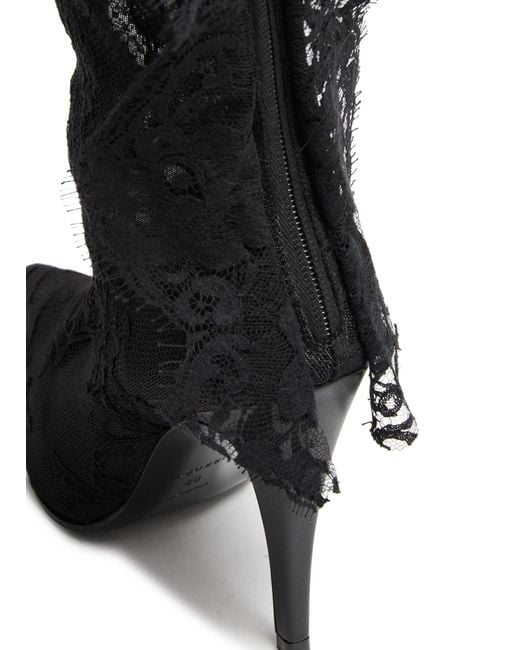 Alexander McQueen Black Heron Stiefelette Aus Spitze