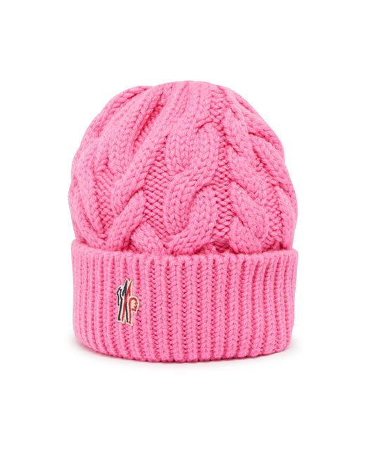 3 MONCLER GRENOBLE Pink Beanie