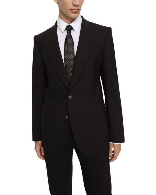 Dolce & Gabbana Black Stretch Wool Martini-Fit Suit for men