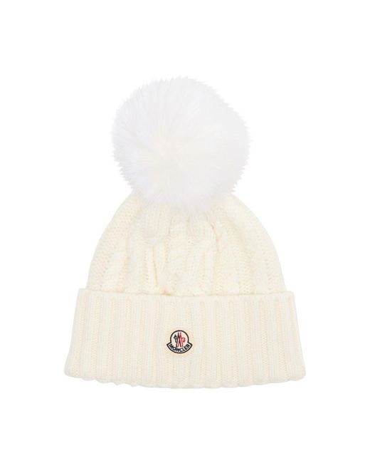 Moncler White Mütze Mit Logo