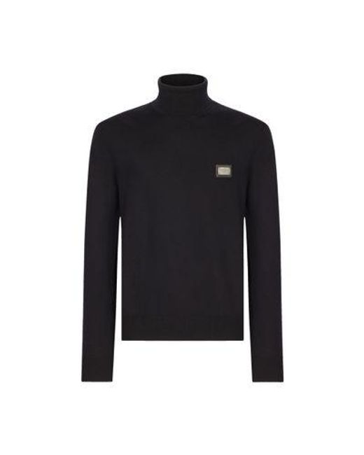 Dolce & Gabbana Black Wool Turtle-Neck Sweater for men