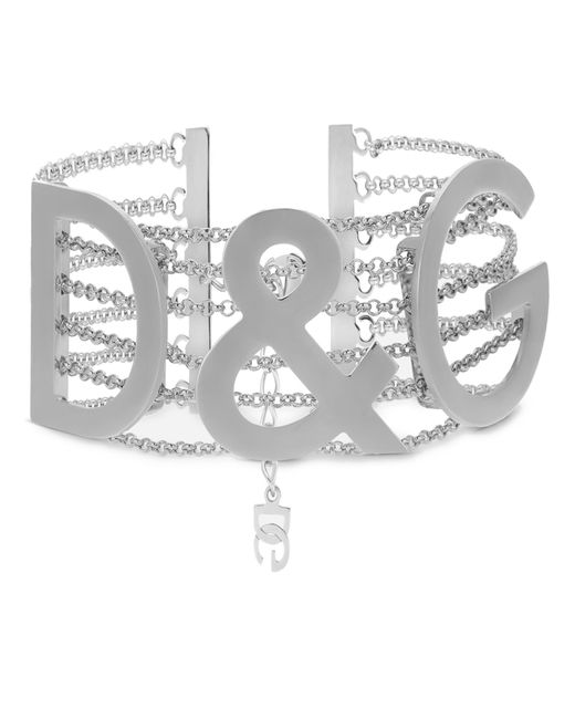 Dolce & Gabbana White Semi-Rigid D&G Multi-Chain Choker