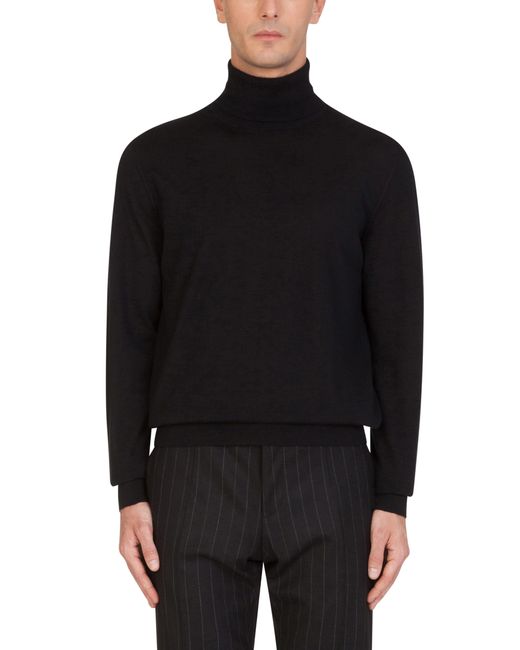 Dolce & Gabbana Black Cashmere Turtle-neck Sweater for men