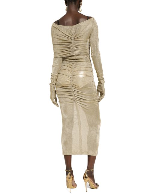 Dolce & Gabbana Natural Lurex Mesh Calf-length Dress