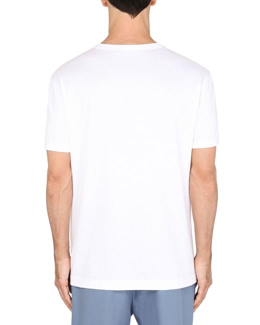 Dolce & Gabbana White Cotton T-Shirt With Logo for men