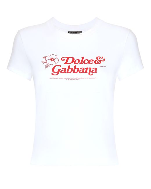 Dolce & Gabbana White Stretch-cotton Logo T-shirt
