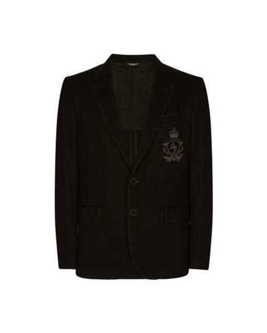 Dolce & Gabbana Black Jersey Jacket With Patch for men
