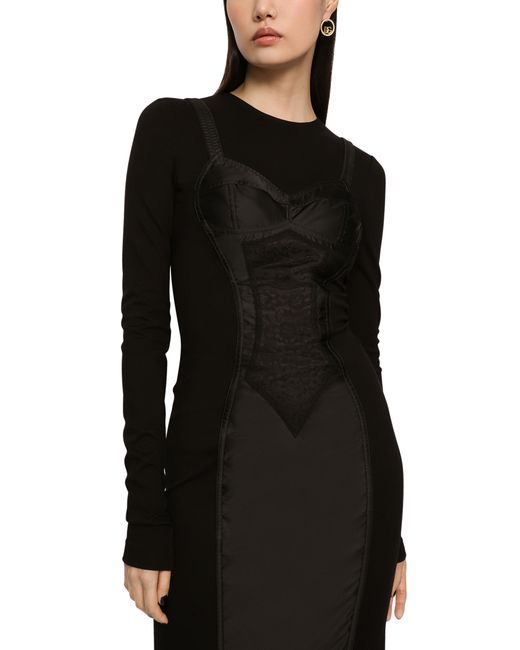 Dolce & Gabbana Black Corset Midi Dress