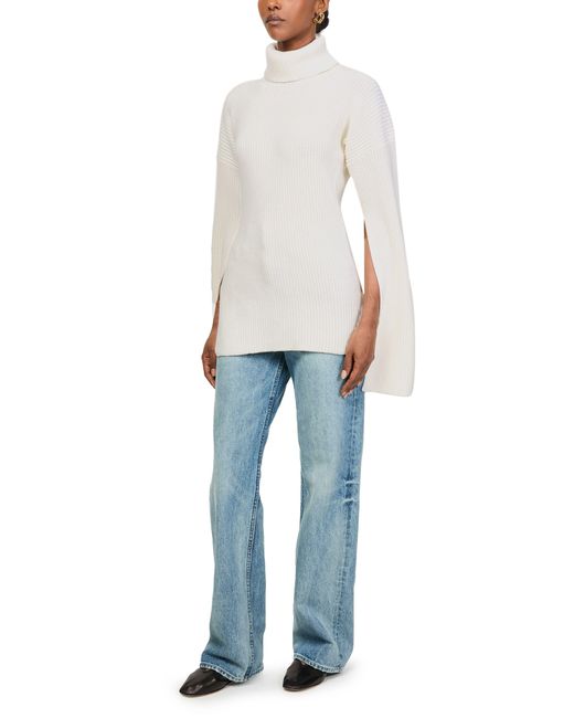 Totême  White Slit Sleeve Turtleneck Sweater