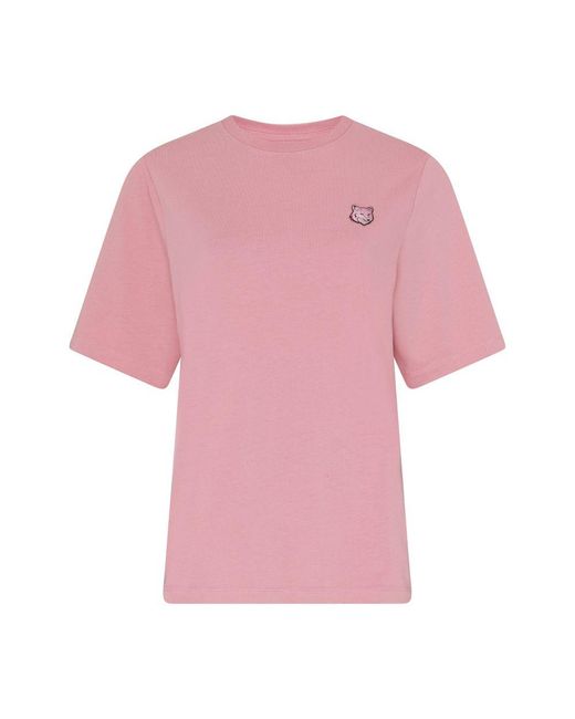 Maison Kitsuné Pink Short-Sleeved T-Shirt With Bold Fox Head Logo