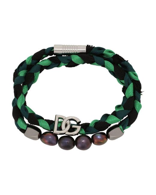Dolce & Gabbana Green “Banano” Interwoven Bracelet for men