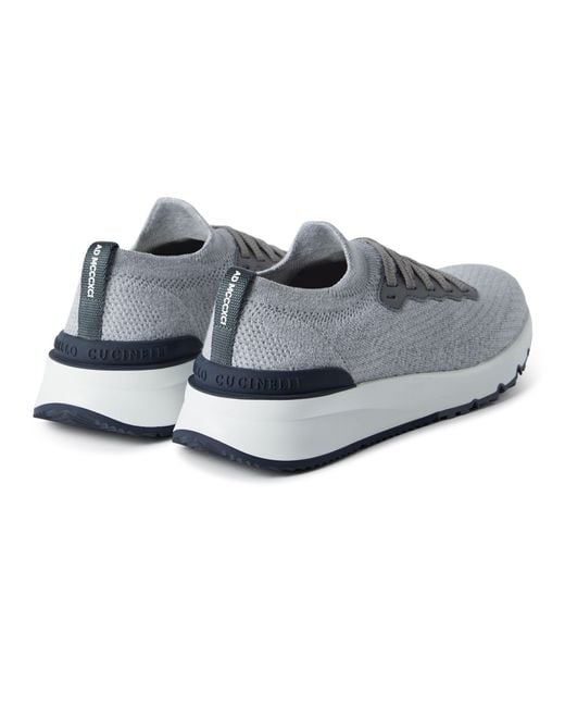 Brunello Cucinelli Gray Knitted Running Shoes for men