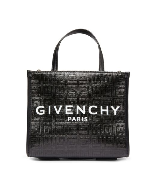 Givenchy Black Mini G Tote Shopper Bag In 4g Coated Canvas