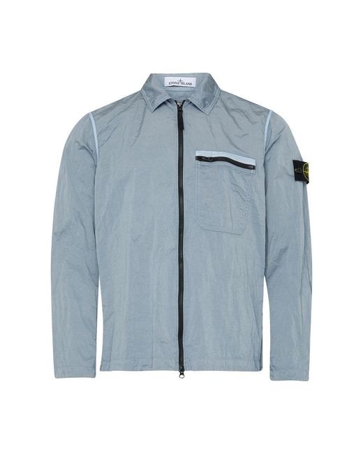 Stone Island Blue Long-sleeved Overshirt for men