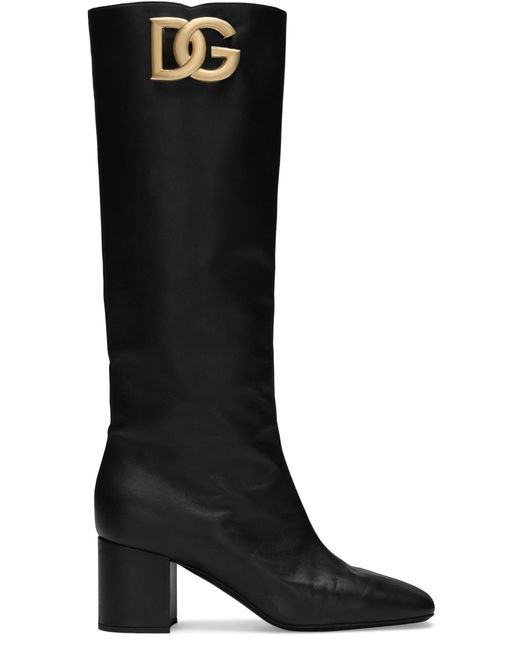 Dolce & Gabbana Black Stiefel Aus Kalbsleder