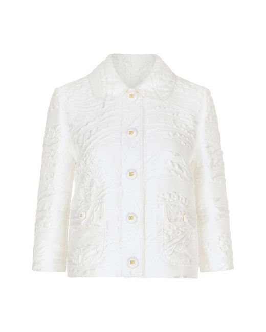 Dolce & Gabbana White Brocade Gabbana Jacket