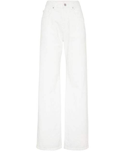 Brunello Cucinelli White Five-Pocket-Hose in lockerer Passform