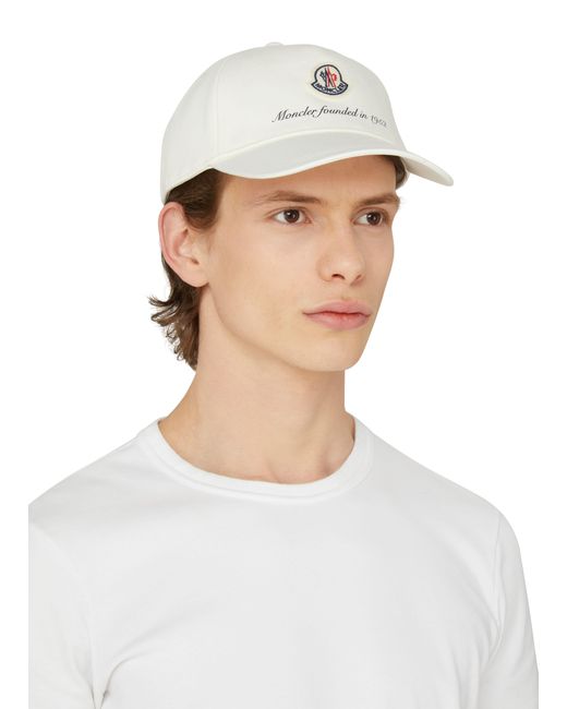 Moncler White Baseball Cap for men