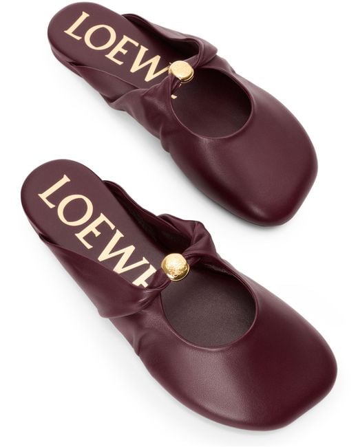 Loewe Brown Pebble Soft Lamb Leather Mules