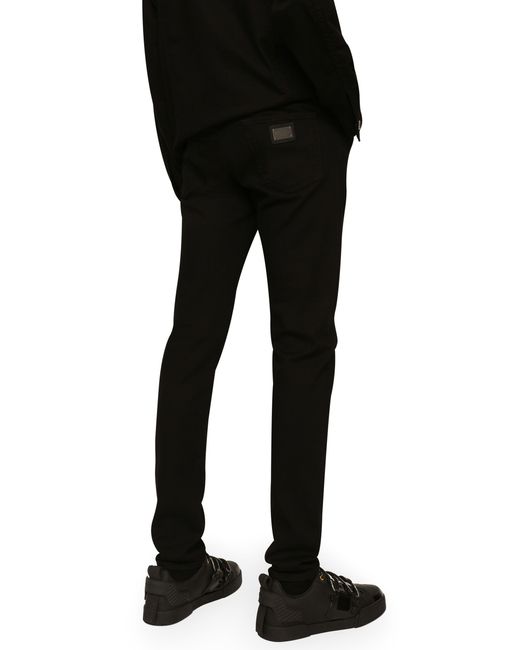Dolce & Gabbana Stretch-Jeans Skinny aus schwarzem Washed-Denim in Black für Herren