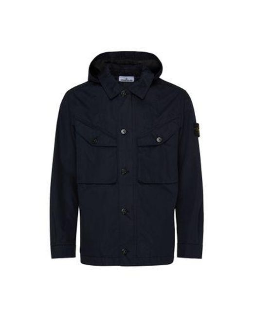 Stone Island Blue Jacket With Logo Patch for men
