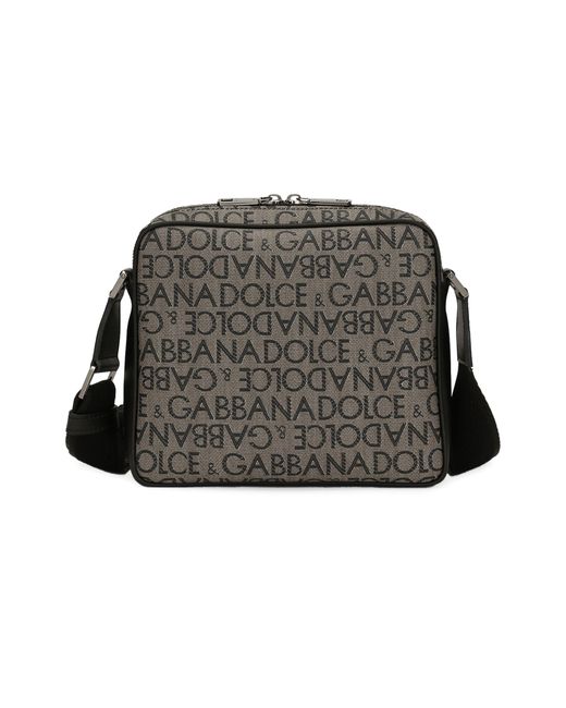 Dolce & Gabbana Gray Coated Jacquard Crossbody Bag for men