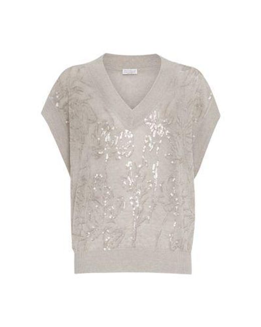 Brunello Cucinelli Gray Linen Sweater