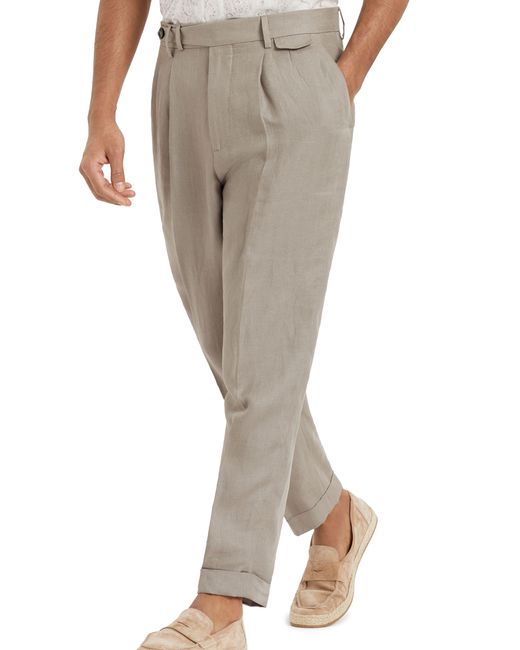Brunello Cucinelli Gray Leisure Fit Trousers With Double Pleats for men