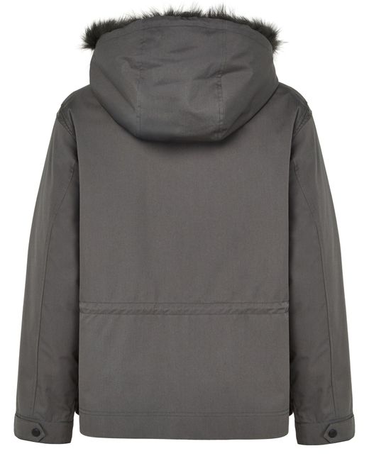 Yves Salomon Gray Hooded Cotton Parka