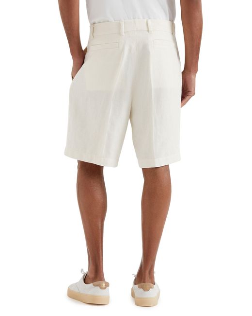 Brunello Cucinelli White Chevron Bermuda Shorts for men