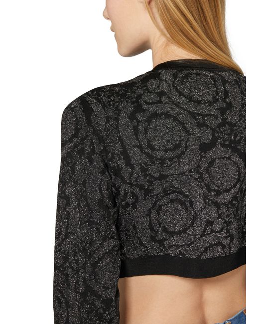 Versace Black Textured Barocco Knit Sweater