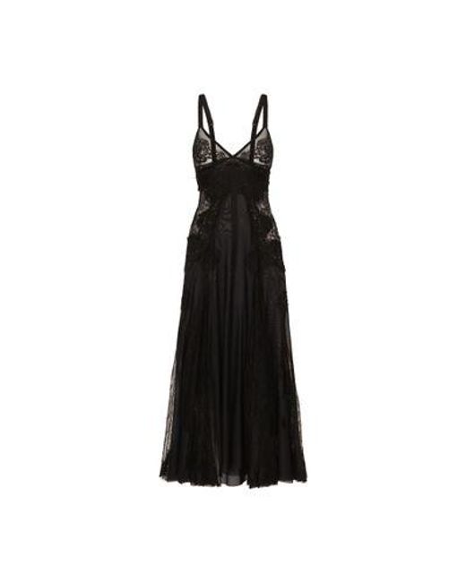 Dolce & Gabbana Black Tulle Midi Slip Dress