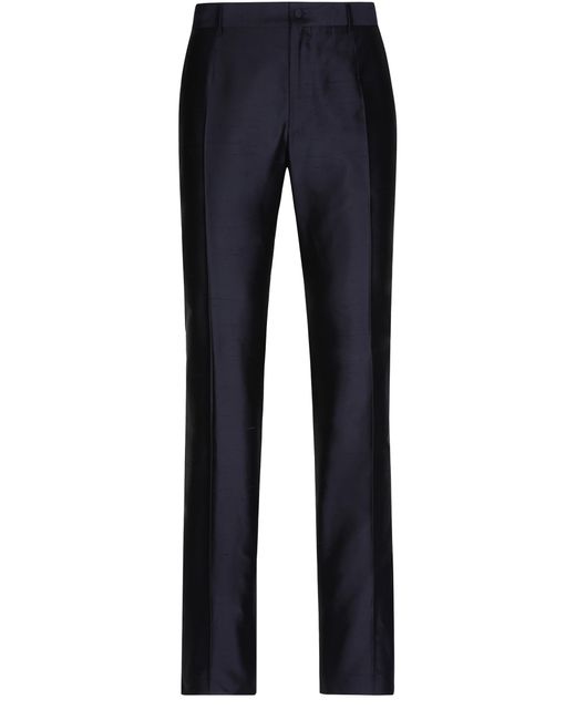 Dolce & Gabbana Blue Tailored Silk Shantung Pants for men