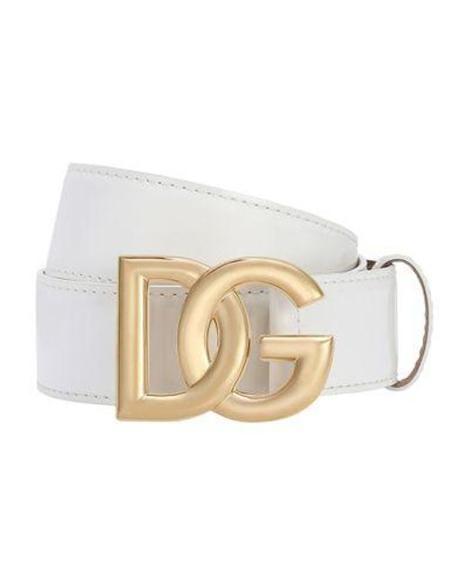 Dolce & Gabbana Black Shiny Calfskin Belt With Dg Logo