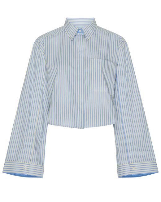 Victoria Beckham Blue Cropped-Hemd mit geknöpften Ärmeln