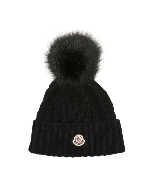 Moncler Black Beanie With Logo