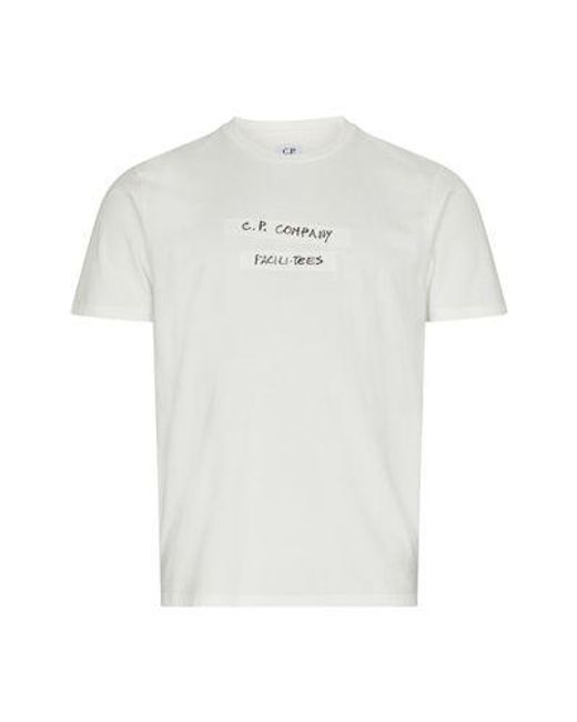 C P Company White 24/1 Jersey Facili-Tees Graphic T-Shirt for men