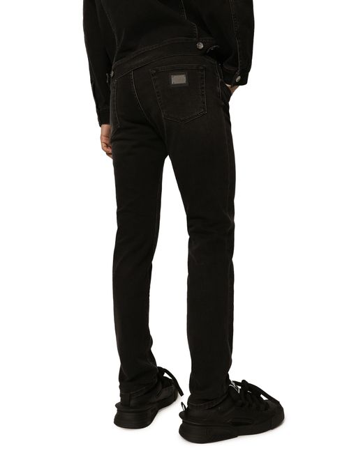 Dolce & Gabbana Black Gray Wash Slim-fit Stretch Jeans for men