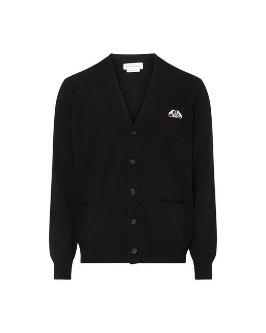 Alexander McQueen Black Cashmere And Wool Cardigan for men