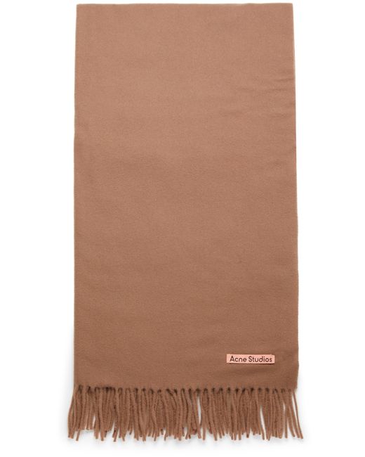 Acne Brown Fringe Wool Oversized Scarf