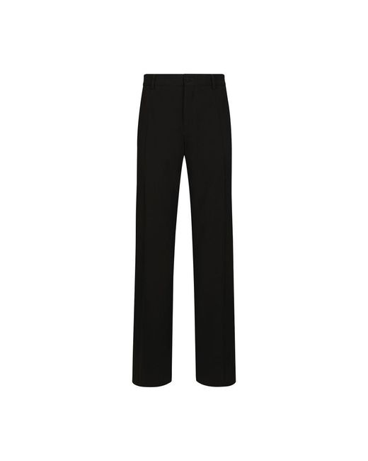 Dolce & Gabbana Black Stretch Wool Straight-Leg Pants for men