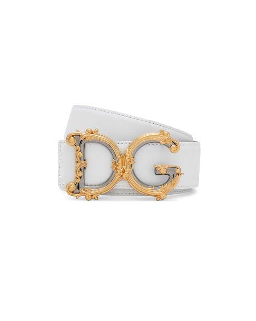 Dolce & Gabbana Black Ledergürtel mit barockem DG-Logo