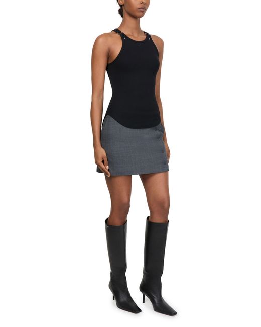 Courreges Black 90's Ripp-Tanktop Mit Schnalle