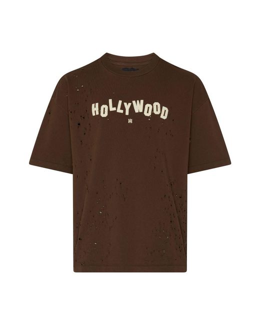 Amiri Brown Hollywood Shotgun Short Sleeved T-Shirt for men